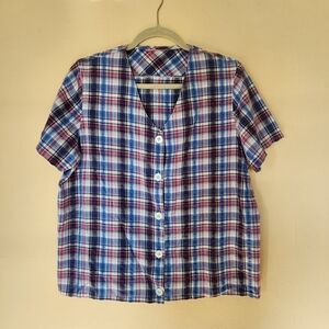 Women Within Plaid Button-Up Shirt